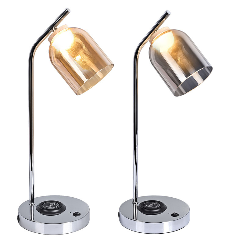 ग्लास शेडको साथ QI लेड डेस्क बत्ती