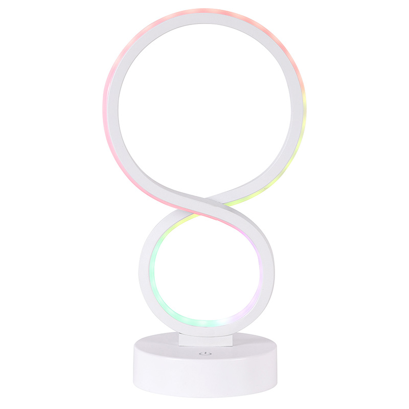 RGB लाइट एलईडी 8 शेडको साथ डेस्क बत्ती