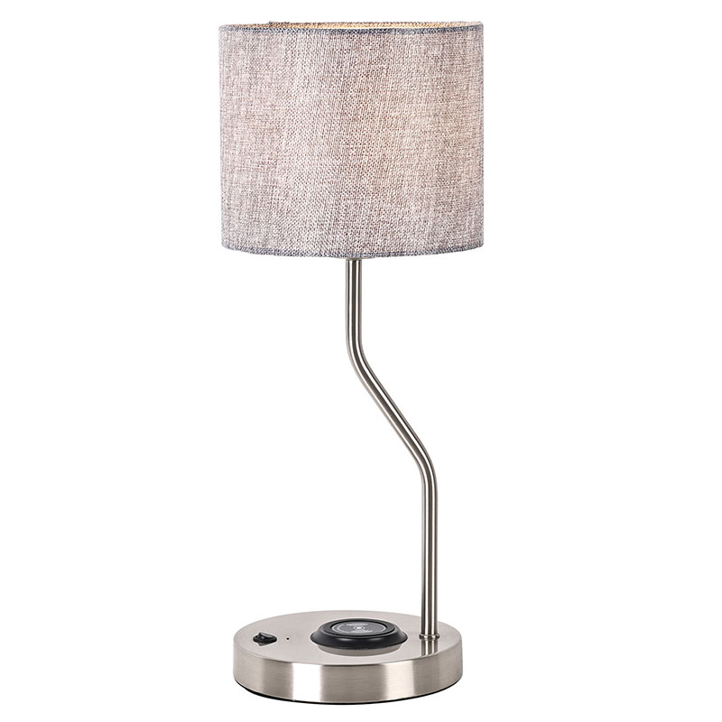 कपडा छाया संग वायरलेस फोन चार्जर डेस्क बत्ती